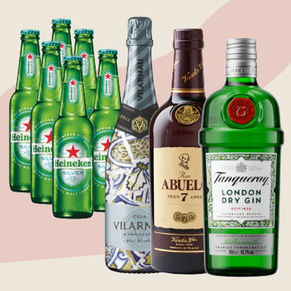 #1-GIN TANQUERAY LONDON + RON ABUELO 7 AÑOS + 6 CERVEZAS SILVER en Terrat Rooftop